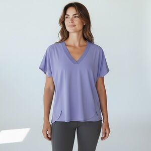 Athleta Lavender V-Neck Short Sleeve Top Size S
